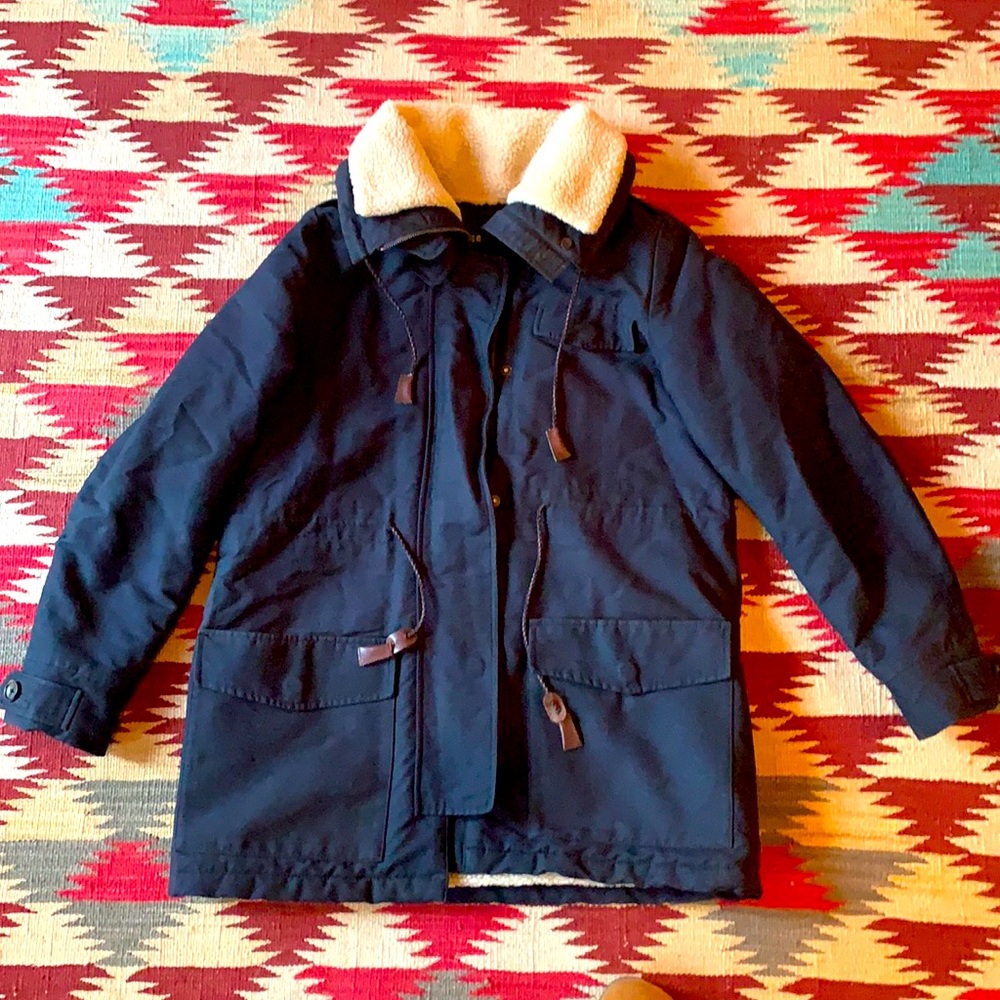 Sessún Navy Blue Fleece- Lined Coat Size Medium